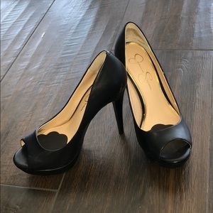 Jessica Simpson Black Peep Toe Heels Pumps